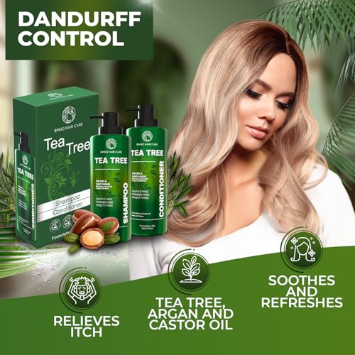 Image of Tea Tree Shampoo and Conditioner Set - Sulfate Free, Anti Dandruff Hair Care for Men and Women - Cleansing Formula for Itchy Scalp and Oil Control - 14 Fl Oz (Set of 2)