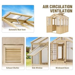 EAGLE PEAK 6.7x6x7.7 ft Wood and Polycarbonate Walk-in Greenhouse, Cedar Hobby Green House with Roof Vent, Natural EAGLE PEAK 67x6x77 ft Wood and Polycarbonate Walk in Greenhouse Cedar Hobby Green House with Roof Vent Natural