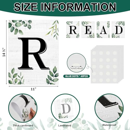 Image of COCHIE Reading Posters for Classroom Decorations, Library Reading Corner Decor, Read Signs Poster Bulletin Board Set of 4, Pre-k Preschool Kindergarten Classroom Wall Decoration (Leaves)
