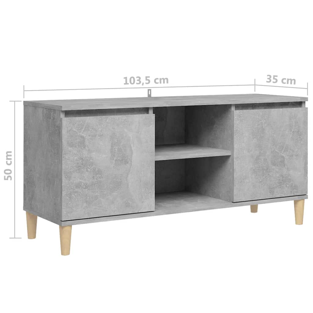 vidaXL Mobile TV con Gambe in Legno Grigio Cemento 103,5x30x50 cm