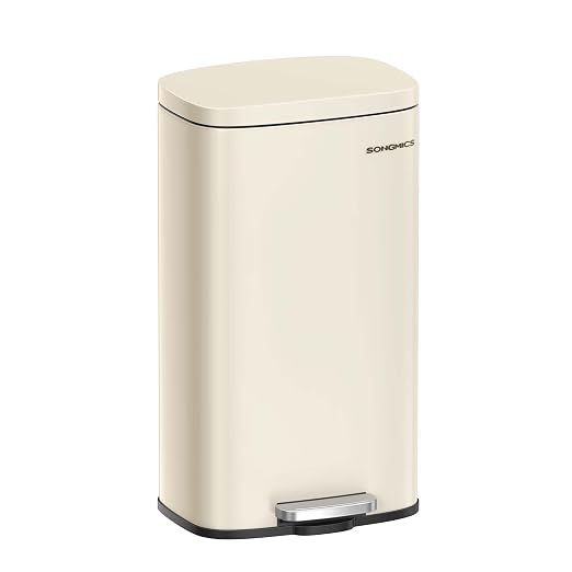 Kitchen Trash Can Stainless Steel Sand Beige