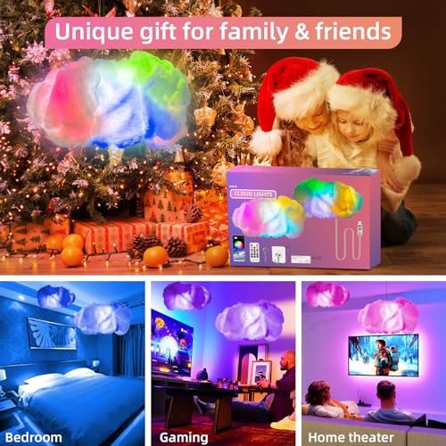 Image of 3D Big Cloud LED Light Kit with Music Sync by Remote & APP Control RGB Multicolor Changing Strip Lights, DIY-Free Cool Decor for Bedroom, Living Room, Kids & Adults. (One Set)