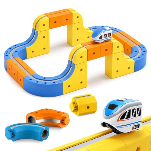 Image of Kidology 55Pcs Magnetic Train Track Set for Kids | Anti Gravity Vertical Climb Train Toy with a Rechargeable Trains | STEM Building Toy for Boys & Girls | Birthday Gift