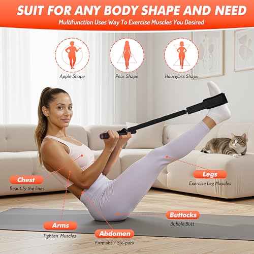 Image of Pedal Resistance Band with Handle | Upgraded 55LBS Exercise Resistance Bands for Core, Abs, Legs, Glutes, Arms, Strength, Physical Therapy, Pilates, Sit Up Workout Equipment for Women Home Gym