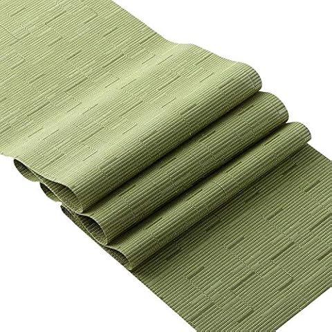 OSVINO Table Runner Woven Vinyl Rectangular Table Runners Non-slip Stain-resistant Washable for Dining Home Table Decoration, 180 x 30cm Green, 1xTable Runner… Cover