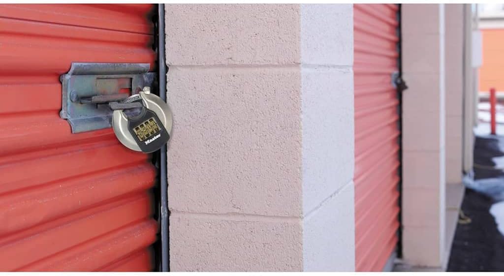 Master Lock Heavy Duty Disc Padlock [Combination] [Stainless Steel] [Outdoor] M40EURDNUM - Best Used for Storage Units, Sheds, Garages, Trailers and More