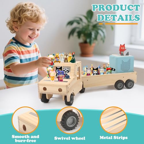 Image of Truck for Tonies Box 1 /2 Organizer Shelf Storage, Wooden Bus Magnetic Storage Holder for Toniebox Player Tonies Figures Characters for Children, Display Collection 20~30 Tonie Box Characters
