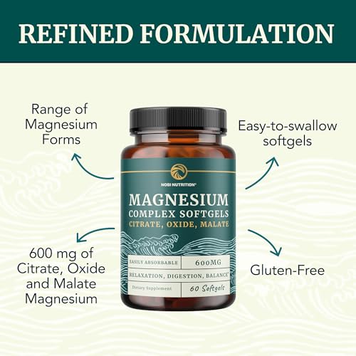 Image of Triple Magnesium Softgels | Citrate, Malate, & Oxide | Highly Absorbable Magnesium Supplement for Digestion, Calm, Leg Cramps, & Sleep Support | 300mg Complex | Easy to Swallow Soft Gels | 60 Count