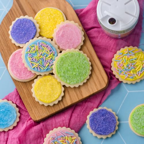 Image of Sweets Indeed Dye Free Pastel Sprinkles 6 Cell, Yellow Blue Purple and Pink Sugar with Pastel Jimmies, No Artificial Dyes, Edible Cake Decorations Baking Ice Cream Cookies Cupcake Topper, 2.75 ounces