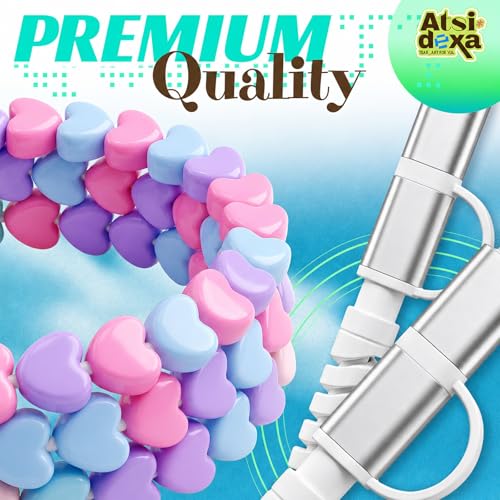 Image of 4-in-1 Beaded Charging Cable, MFi Certified, Works with CarPlay, 3.3FT 60W Fast Charger Cord for iPhone 17 /16 /15 /14 /13 /12 /11, iPad, Samsung, Android and More (Sweethearts)
