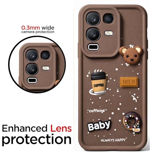 Image of Bintage Ball Bear| Donut| Milk Cake| Baby| Coffee Rubber Case Camera Protection Back Cover Compatible for Infinix Note 50x 5G (6.67) - Brown