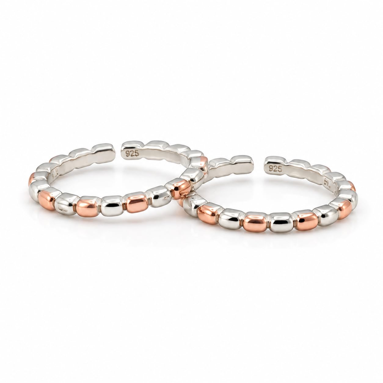 Rose-gold Silver Dot Adjustable Toe Ring For Women & Girls-image-40