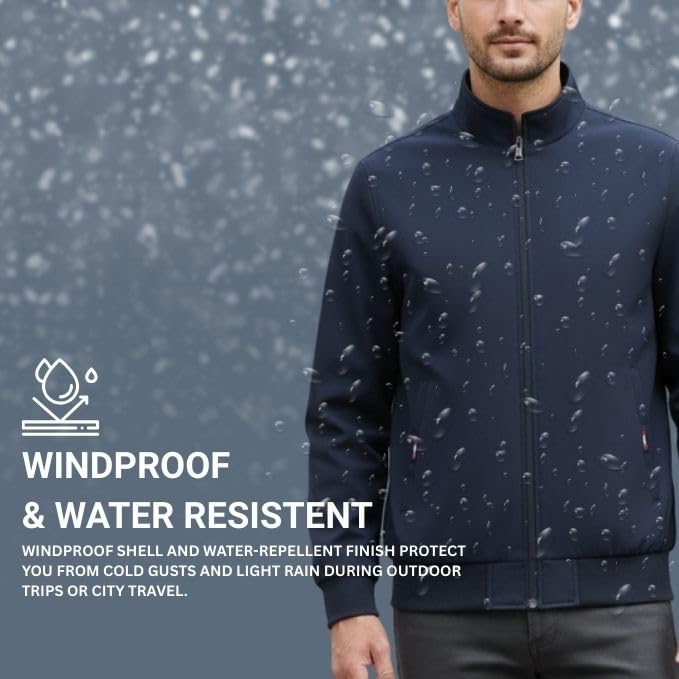 Image of GRECIILOOKS Stylish Jacket For Men | Regular Fit Zip-Up Casual jacket | Polyester-Cotton Bomber jackets for men