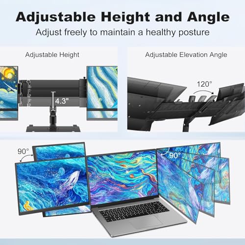 Image of DEPGI 14 inch Laptop Screen Extender Built-in Cooler, 1200P FHD One Cable Connect Portable Triple Monitor, Dual Screen Monitor Fits 13 inch-17.3 inch Laptop with Stand for MacOS /Windows