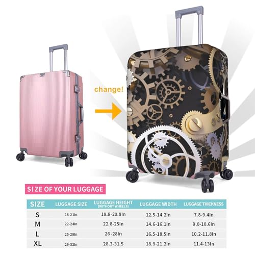 Steampunk Mechanical Gears Suitcase Covers for Luggage, Dustproof Anti-scratch Wheeled Case Cover, Washable Protector Fits 22" - 24" Suitcases 6