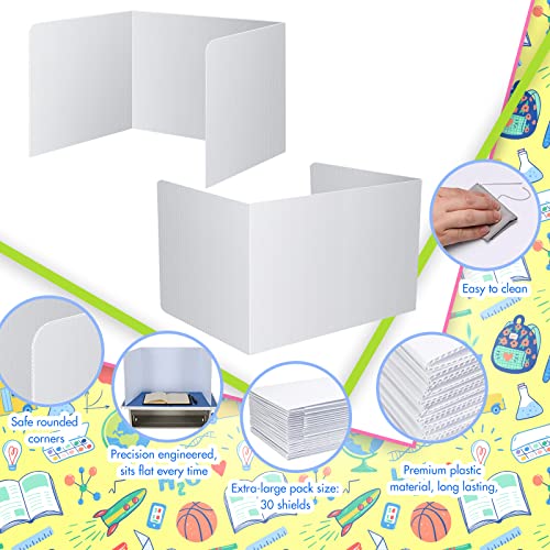 30Pcs 14 X 17.5 X 14 Inch Plastic Privacy Boards For Student Desks Boards Durable And Waterproof Folders Shields Test Desk Dividers Classroom Privacy Boards For School Study Teacher Supplies(White) #TOP2