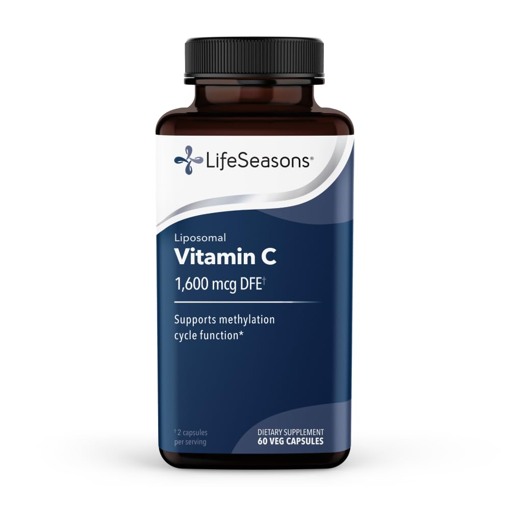 LifeSeasons Essentials Liposomal - Vitamin C Supplement - Supports Skin Heart & Boosts Immunity - Enhances Collagen Production - Antioxidants for Stress Relief - 60 Capsules