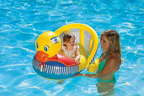 Poolmaster 81547 Learn-To-Swim Swimming Pool Float Baby Rider With Sun Protection, Duck 36 Long X 32 Wide, Deflated #TOP2