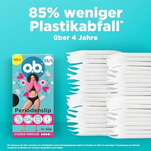 o.b. Periodenslip Größe XS/S, wiederverwendbare Periodenunterwäsche bei starker Periode, Menstruationsunterwäsche für bis zu 12 Stunden Auslaufschutz, auch erhältlich in den Größen M/L, XL/XXL
