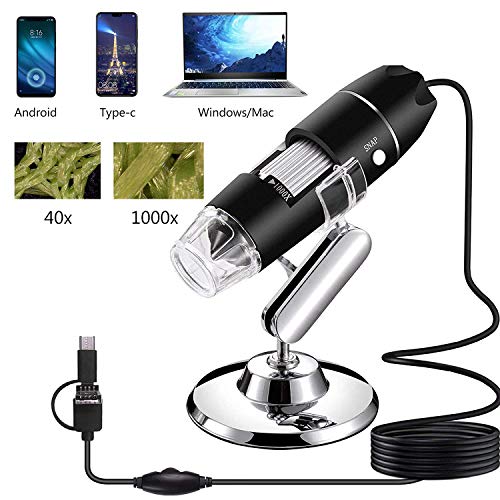 AOLOX USB Microscope, 1000x Handheld Digital Microscope Camera with 8 LED Light