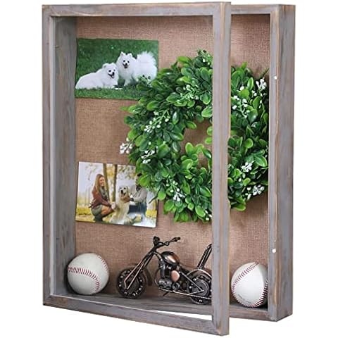 BECTSBEFF Shadow Box Frame 16x20 Extra Deep Large Shadow Box for Memorabilia Keepsakes Photos Tickets Military Postcard - Gray Cover
