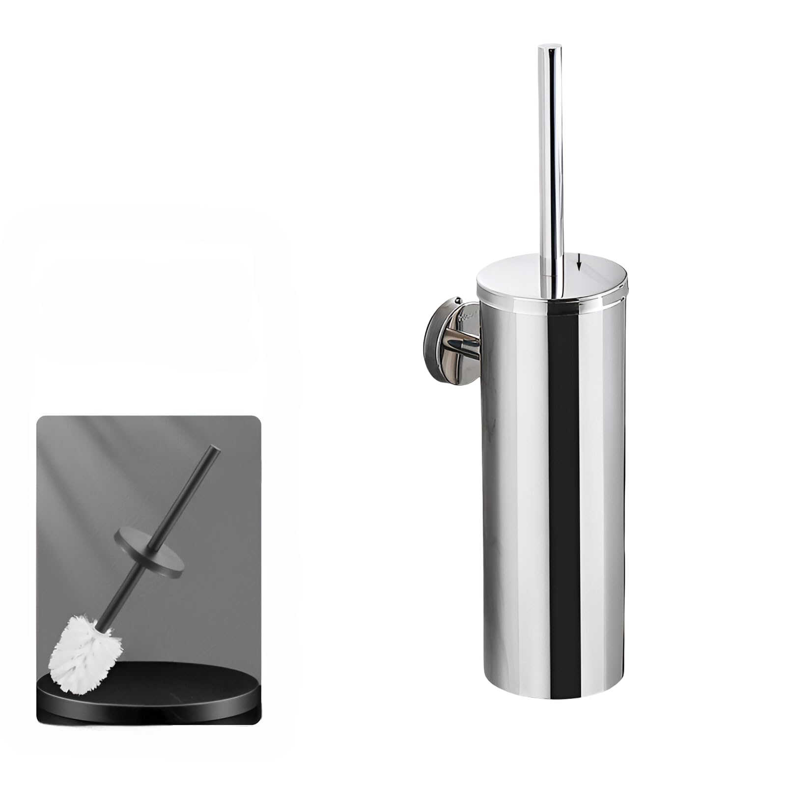 Scopino WC Sospeso, Scopino WC a Parete Senza Foratura - per Hotel, Appartamenti, Ville e Spazi Pubblici - Accessori per il Bagno - Cromo Argento