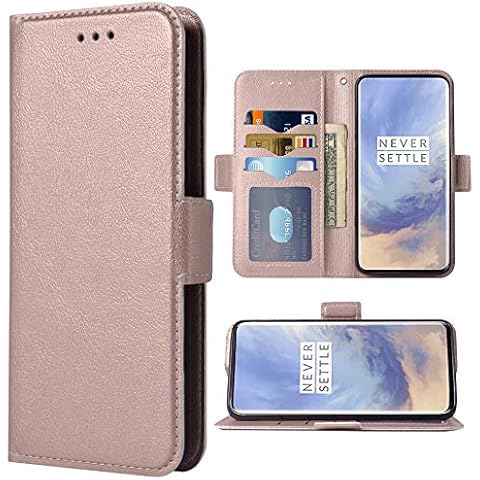 Phone Case for Oneplus 7 Pro Folio Flip Wallet PU Leather Credit Card Holder Slots Heavy Duty Full Body Protection Kickstand Phone Cover for Oneplus7Pro 5G One Plus 1+7 1Plus Oneplus7 Seven Rose Gold Cover