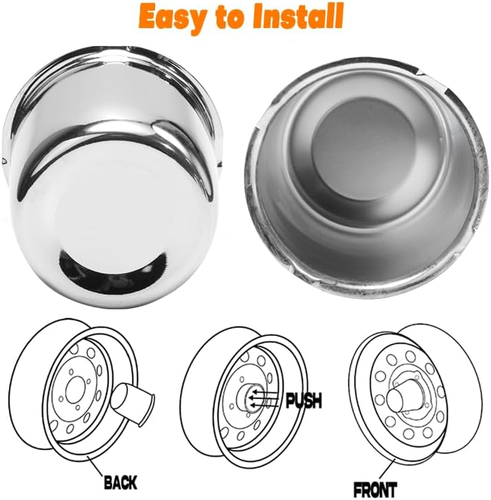 Miniatura 6 de GTownWorks - 4 tapas centrales de rueda de remolque de 3.31 pulgadas de 3.307 in, ajuste de 3.31 pulgadas, orificio central para camión, remolque,