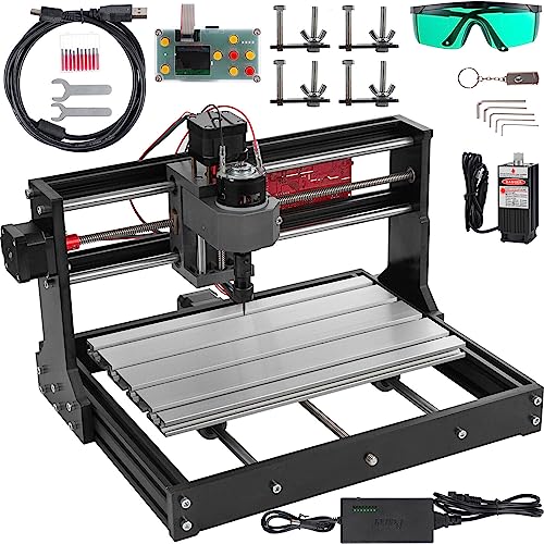 Mrolife CNC 3018 PRO Engraver Machine,3 Axis CNC Router Kit Machine PCB PVC Wood Carving Milling Engraving Machine DIY Mill+5500mw Laser Head