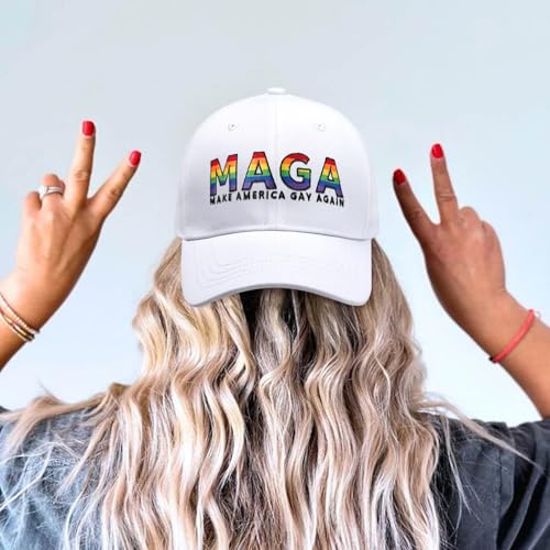 Image of Gay Pride Rainbow Trucker Hat for Men and Women LGBT Embroidered Adjustable Washable LGBTQ Baseball Cap Gifts