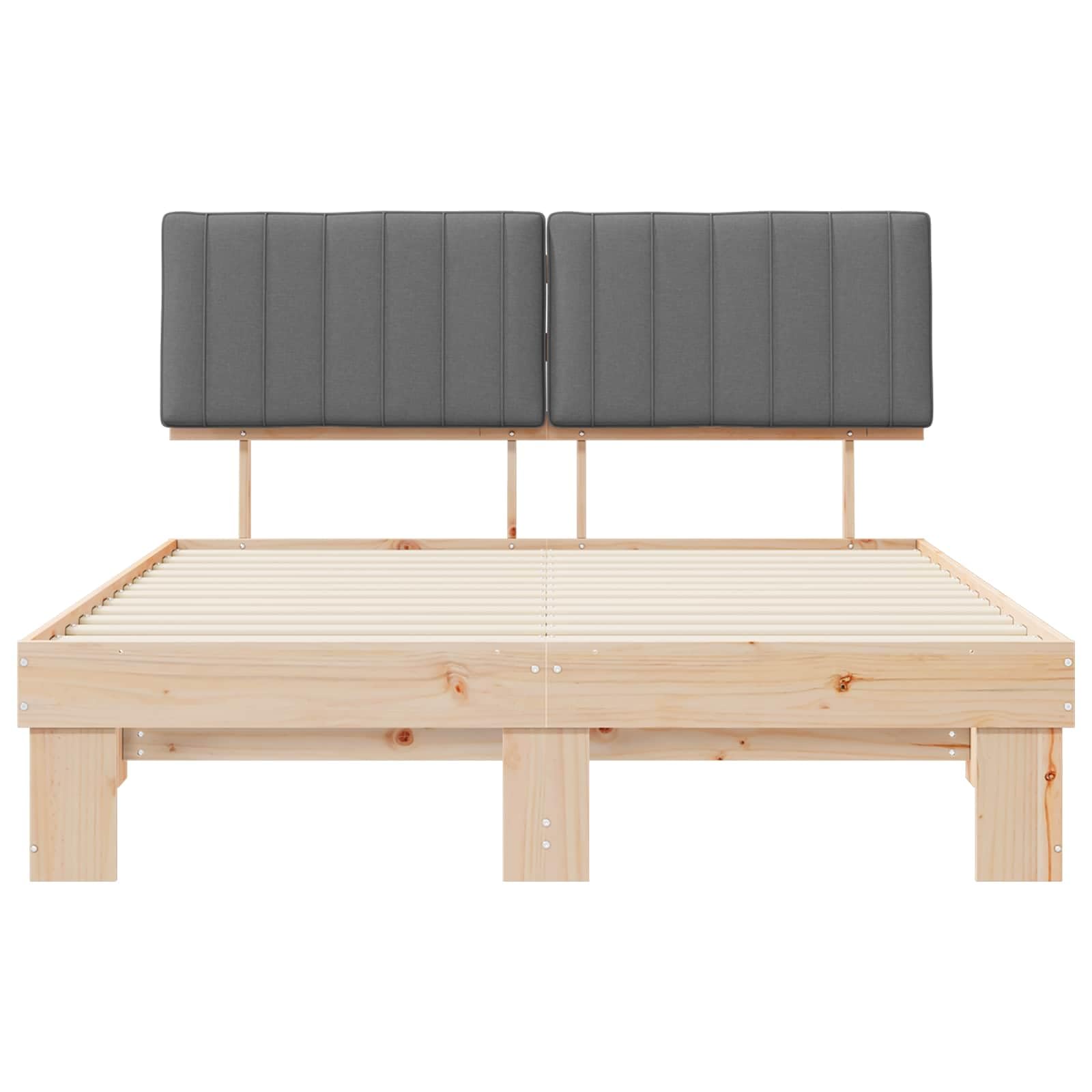 Telaio per letto con testiera imbottita, grigio chiaro, 150 x 200 cm, king size, moderno telaio per letto in legno di pino massiccio, per camera da letto, non necessita di box spring