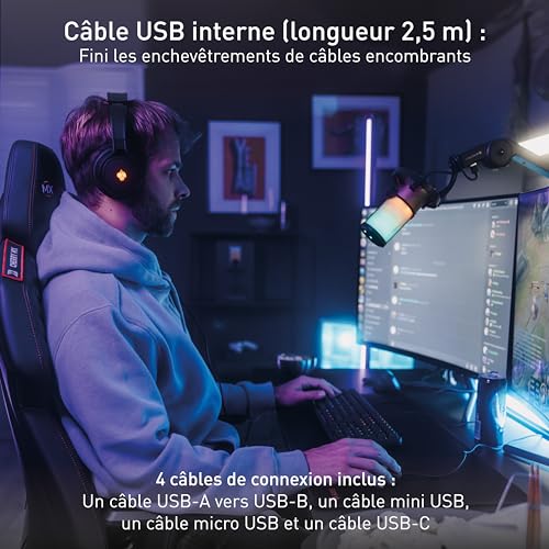 Bras de microphone universel CHERRY MA 6.0 UNI avec hub USB intégré noir - 4