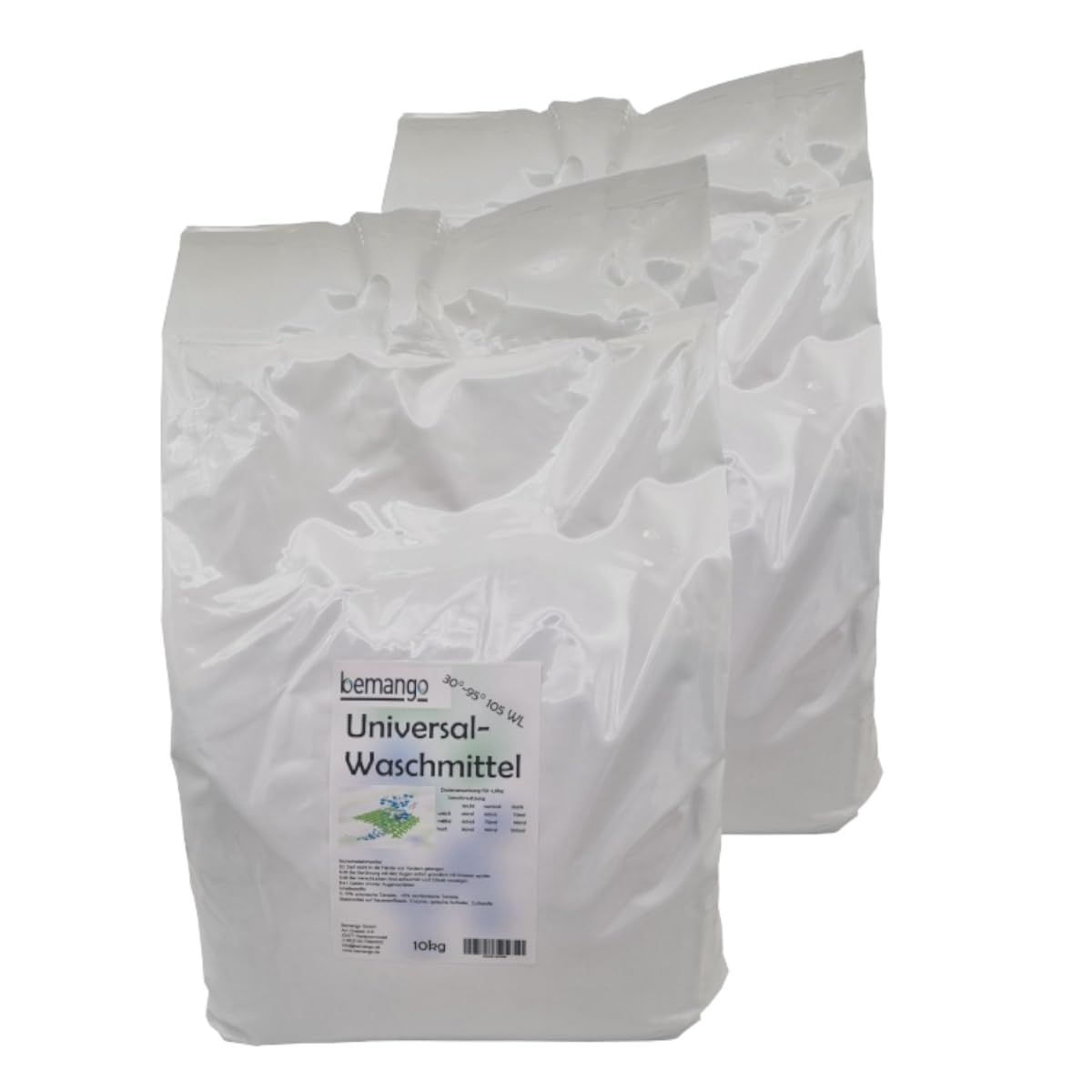 Waschpulver Phosphatfrei, 2 x 10 kg, ca. 200 Waschladungen | Frischeduft, Bleichmittel auf Sauerstoffbasis, Für alle Wäschearten, 30-95°C