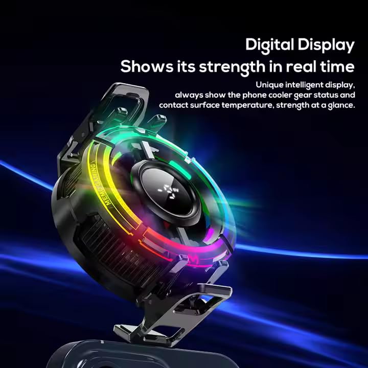 Image of Cubonic X Memo CX15 IceStorm Game Cooling Fan L1-5V Mode /AI Mode Phone Radiator Cooler with Central Temp Display 3 Mode RGB(Rainbow, Breathing,Gradient) Cool Light for Lag-Free Use