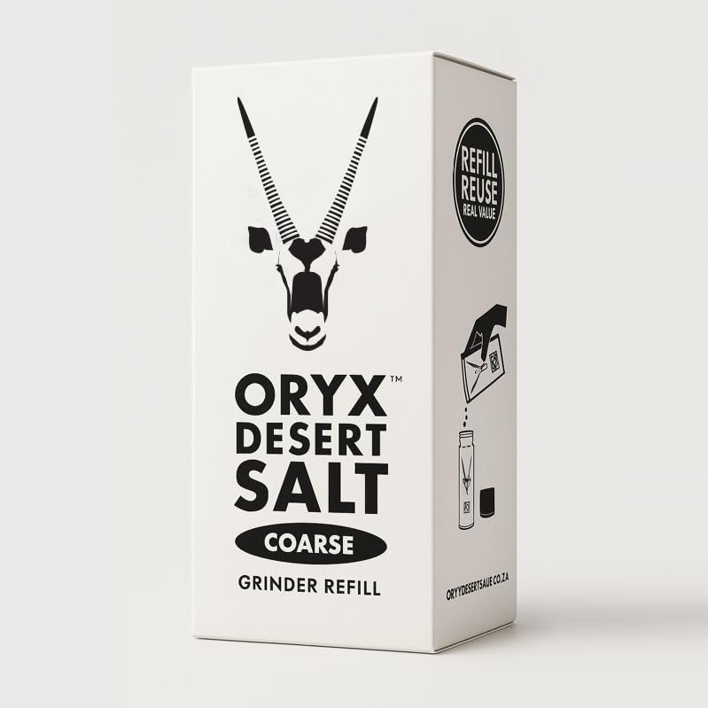 Oryx Desert Salt Coarse Refill Box - 8.8oz - Premium naturally organic Salt for durable refillable +20x Oryx Grinder - Desert Salt Grinder Refill - Alternative to Sea Salt, Himalayan & Rock Salt