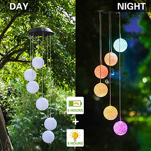 Kowth Carillon avec énergie Solaire à LED Six Balls Carillons, Couleur Portable Portable changeant de Couleur décorative en Spirale Spinner extérieure pour Jardin, Patio, terrasse(Multicolore, 2 pc)