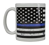 Rogue River Tactical Best Blue Coffee Mug Lives Matter Flag Thin Line Novelty Cup Great Gift Idea For Police Officer Law Enforcement PD Large