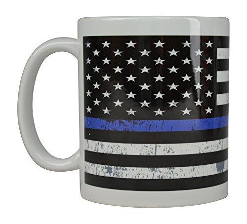 Best Blue Coffee Mug Blue Lives Matter Flag Thin Blue Line Novelty Cup Great Gift Idea For Police Officer Law Enforcement PD Large Flag