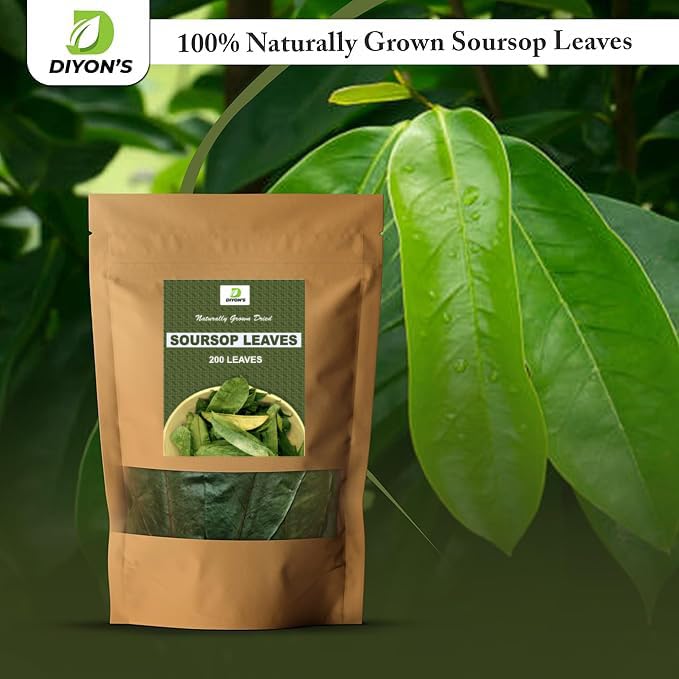 Diyon's Dried Whole Soursop 200 Leaves (110g) 100% All Natural, Delicious Fresh Tea | From Sri Lanka | Premium Wildcrafted Quality, Packed In a Stand up Resealable Pouch. - Image 2