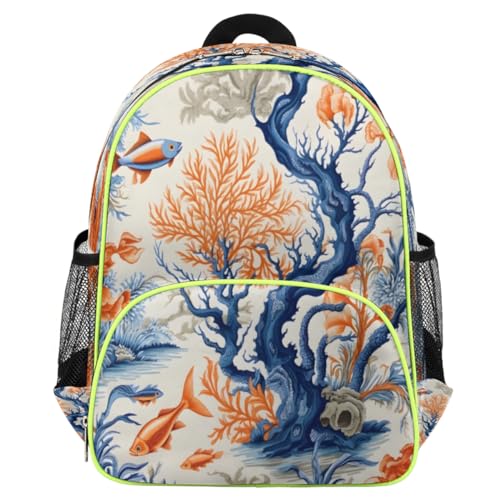 Sac à dos décontracté pour enfants avec motif poissons corail mignon, idéal petite section