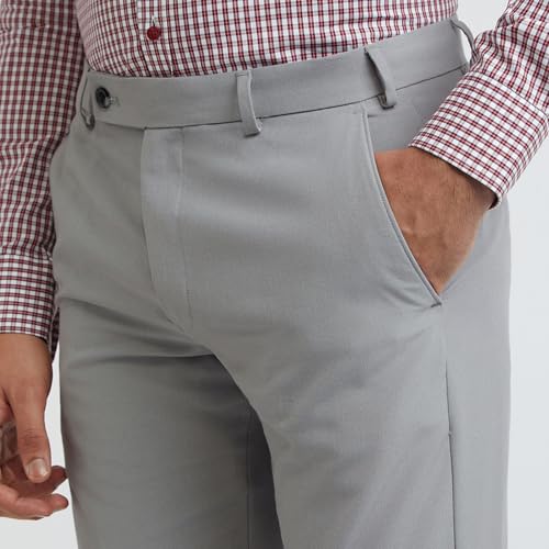 Image of Park Avenue Men's Regular Fit Mid Rise Solid Pattern Poly Viscose Blend Flat Front Formal Trouser