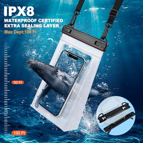 Kebrela 2 Pack Large Waterproof Phone Pouch, Waterproof Phone Case for iPhone 16 15 14 13 Pro Max Galaxy S25 S24 All Devices, IPX8 Double Sealing, Floating Water Proof Bag for Beach Water Park - image 4