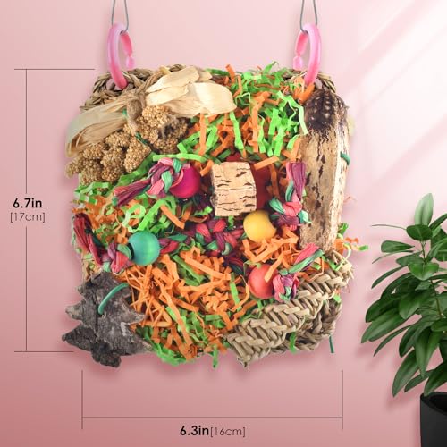 image for KATUMO Bird Toys, Parrot Grass Mat Foraging Wall Toys Parakeet Shredde