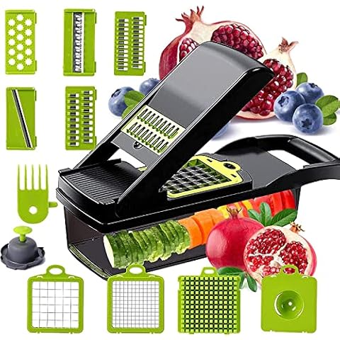 Vegetable Chopper, 14-in-1 Kitchen Mandoline Vegetable Slicer Food Chopper for Onion Veg Garlic Potato Salad Mini Dicer Chopper Cutter,Grey Cover