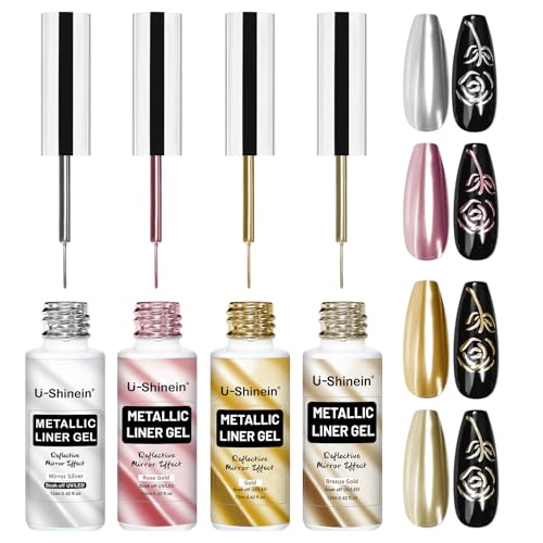 Set de 4 esmaltes gel metalizados efecto espejo 12ml miniatura 1