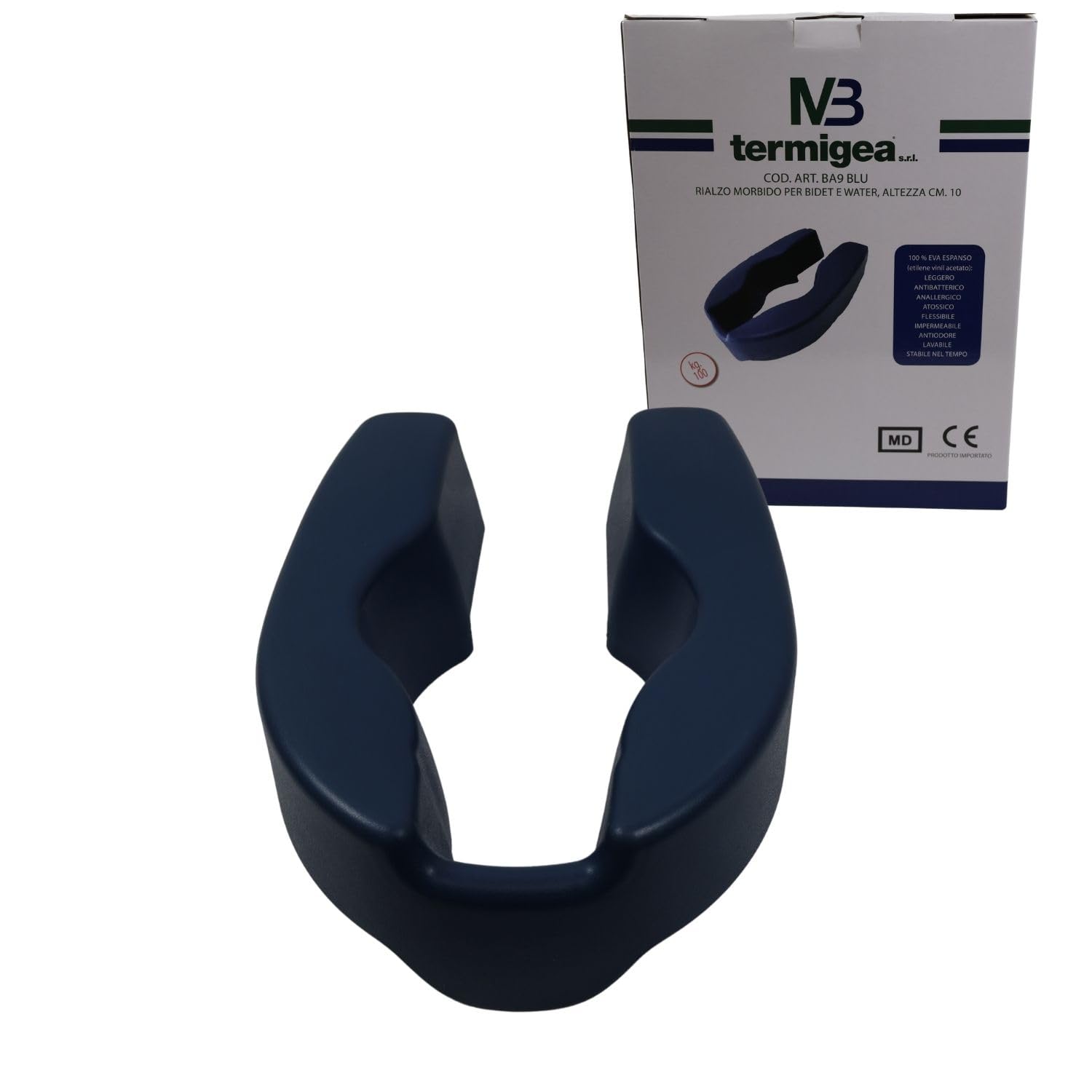 TERMIGEA Rialzo Wc e Bidet adatto SOLO per sanitari forma OVALE 10 cm Idrorepellente e Lavabile in EVA Rialzo Wc Per Anziane e Disabili resistente a macchie e odori. Solo da appoggio senza fissaggio