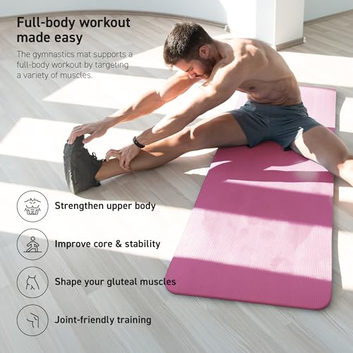 Image of MSPORTS Yoga Mat Premium Non Slip Thick - Extra Comfortable Exercise Mat for Home Workouts, Pilates, Stretching & Gym - Cushioned NBR Foam, Gym Mat with Strap, for Women & Men