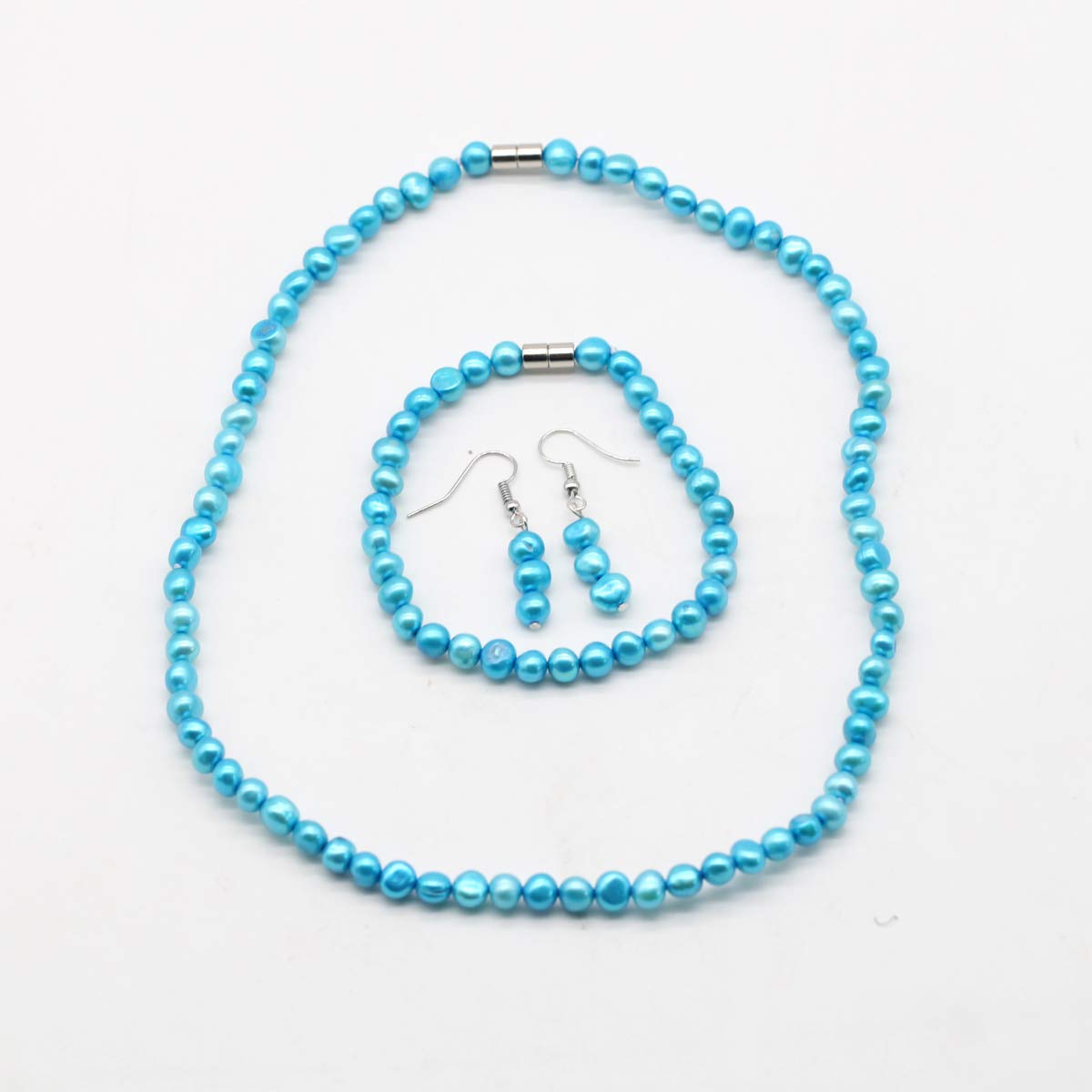 Freshwater Cultured Pearl Necklace Set Includes Stunning Bracelet and Drop Earrings Jewelry for Women