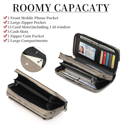 FALAN MULE Crossbody Bags for Women Small Leather Cell Phone Wallet Wristlet Purse with Zip Around 2 Strap3