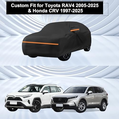 Image of Amooca Heavy-Duty Car Covers Custom Fit for Toyota RAV4 2005-2025 for Honda CRV 1997-2025 Waterproof Sun-Proof All Weather Snow Cover 420D with Door Zipper Cotton Lining